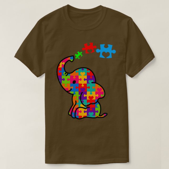 Autism Awareness Elephant Gift Cute Elephant Puzzl T-Shirt (Design Front)