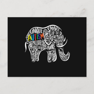 Autism Awareness Elephant Holiday Postcard