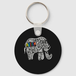Autism Awareness Elephant Keychain