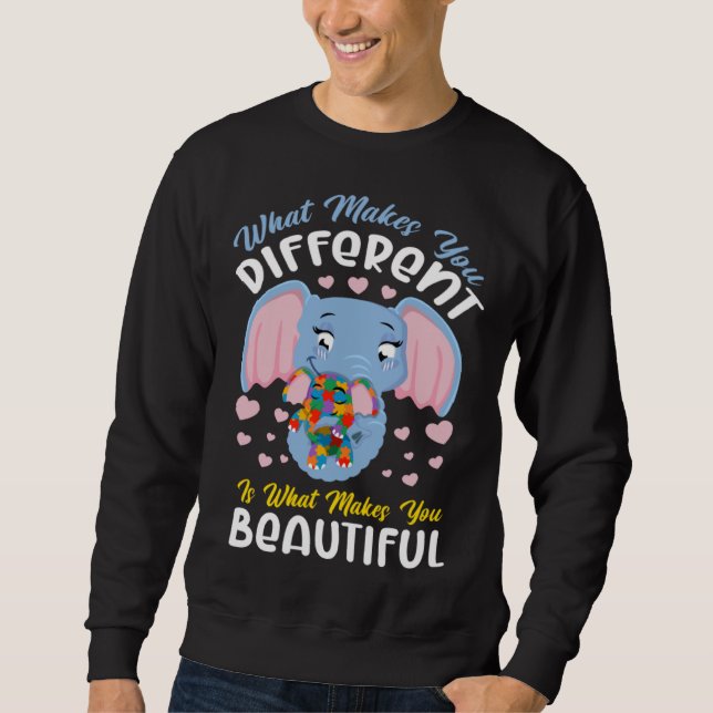 Autism Awareness Elephant What Makes Different Bea Sweatshirt (Front)