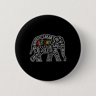 Autism Awareness Elephant Words Animal Lover Gift Button
