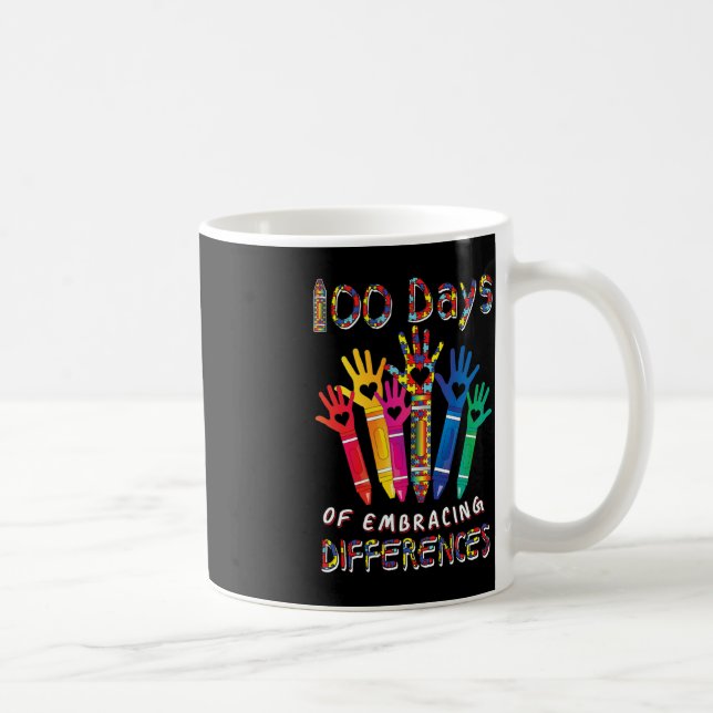 Autism Awareness Embrace Differences 100 Days Of S Coffee Mug (Right)