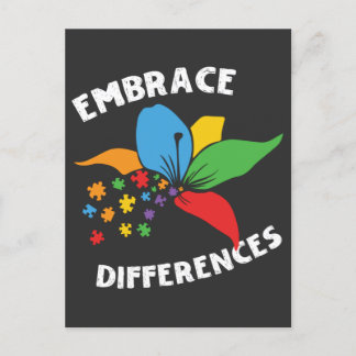 Autism Awareness Embrace Differences Puzzle Postcard
