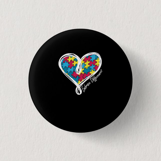 Autism Awareness Embrace Differences Shirt Button (Front)