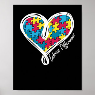 Autism Awareness Embrace Differences Shirt Poster