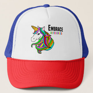 Autism Awareness Embrace Differences Unicorn Trucker Hat