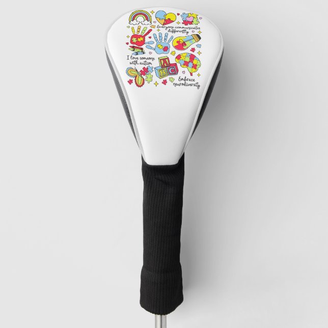 Autism Awareness Embrace Diversity Neuro Inclusive Golf Head Cover (Front)