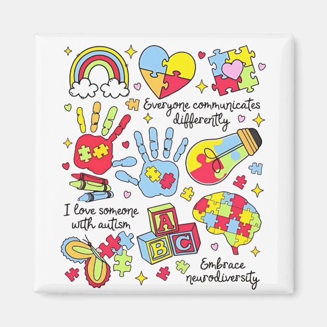 Autism Awareness Embrace Diversity Neuro Inclusive Magnet (Front)