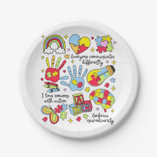 Autism Awareness Embrace Diversity Neuro Inclusive Paper Plates