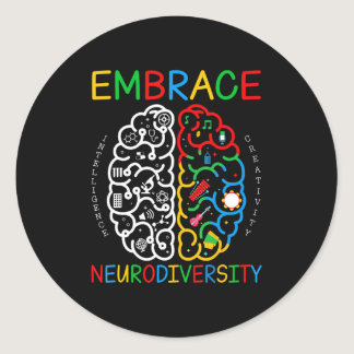 Autism Awareness  Embrace Neurodiversity ADHD Auti Classic Round Sticker
