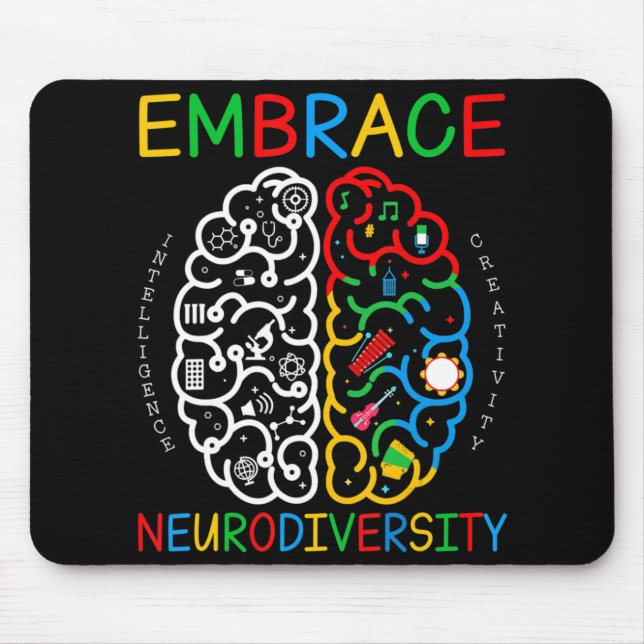 Autism Awareness  Embrace Neurodiversity ADHD Auti Mouse Pad (Front)