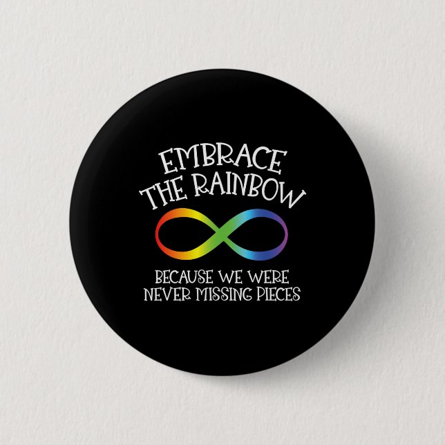 Autism Awareness Embrace The Rainbow Infinity Anti Button (Front)