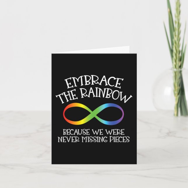 Autism Awareness Embrace The Rainbow Infinity Anti Card (Front)