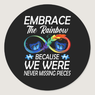Autism Awareness Embrace The Rainbow Infinity Anti Classic Round Sticker