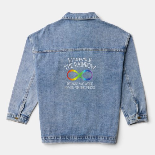 Autism Awareness Embrace The Rainbow Infinity Anti Denim Jacket