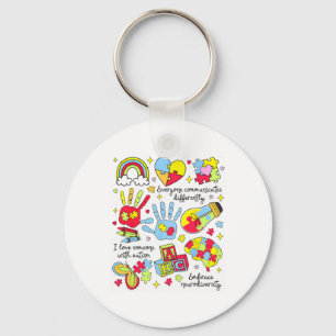 Autism Awareness Everyone Communicates Differently Keychain