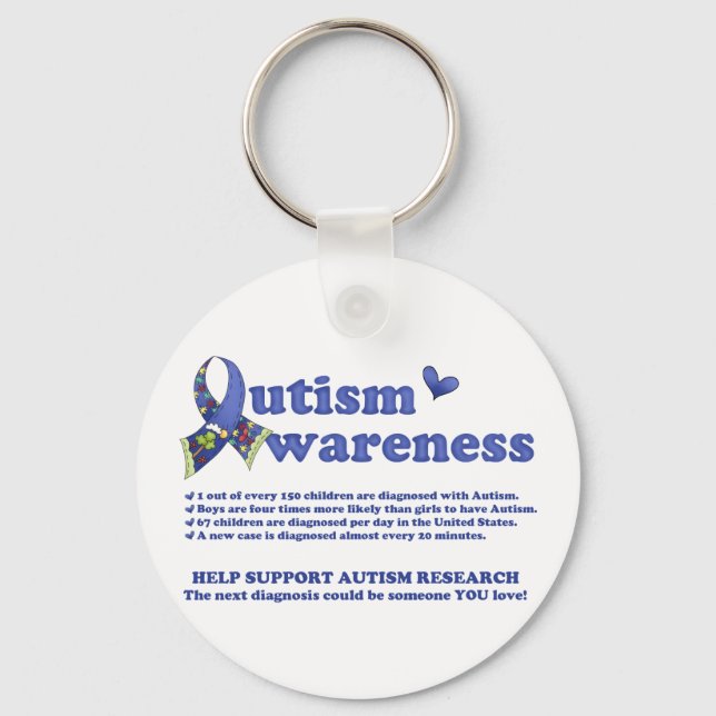 Autism Awareness (facts about Autism) Keychain (Front)