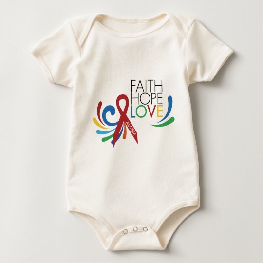 Autism Awareness - Faith, Hope, Love Baby Bodysuit