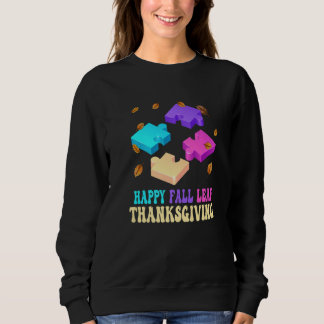 Autism Awareness Fall Leaf Autumn Thanksgiving Puz Sweatshirt