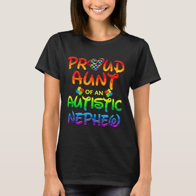 Autism Awareness Family Proud Aunt Of Autistic Nep T-Shirt (Front)