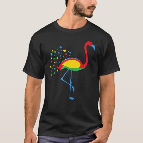 Autism Awareness Flamingo Color Puzzle Kindness Au T_Shirt