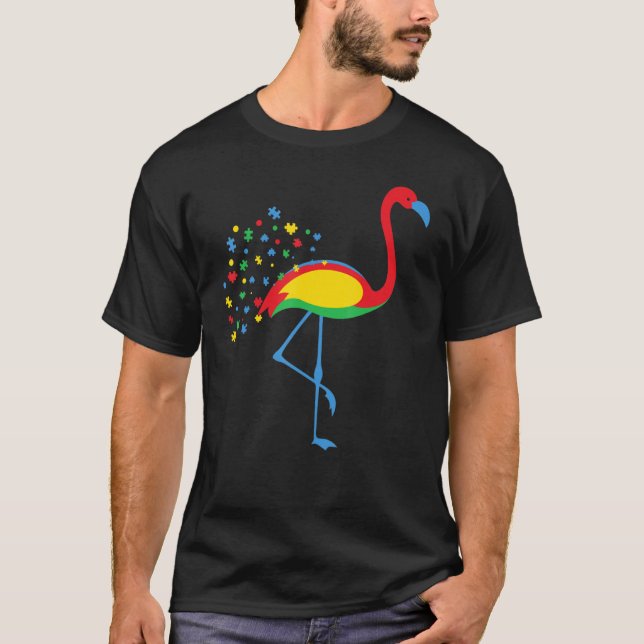 Autism Awareness Flamingo Color Puzzle Kindness Au T-Shirt (Front)