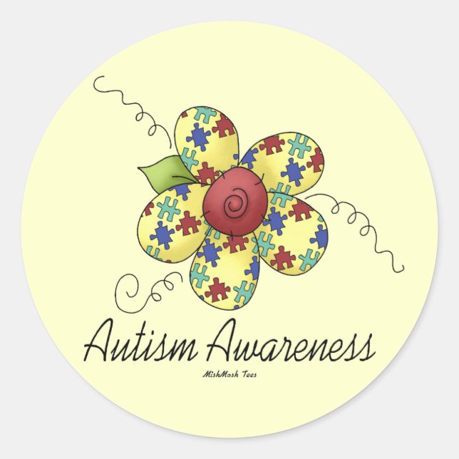Autism Awareness Flower Classic Round Sticker (Front)