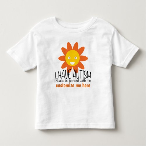 Autism Awareness Flower Cute Orange Monogram Toddler T_shirt