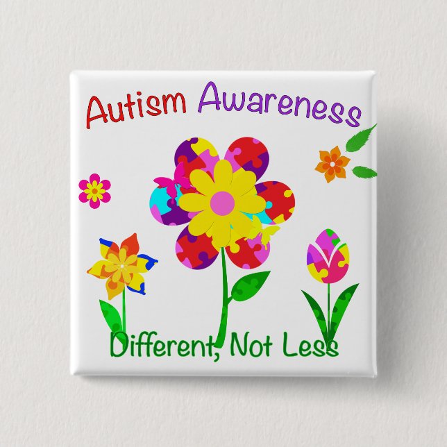Autism Awareness Flowers Button (Front)