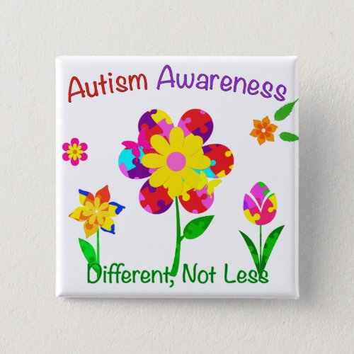 Autism Awareness Flowers Button