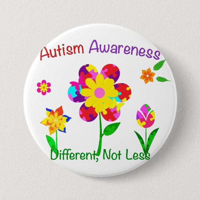 Autism Awareness Flowers Button (Front)