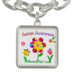 Autism Awareness Flowers Charm Bracelet