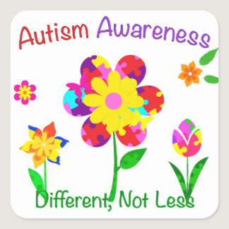 Autism Awareness Flowers Square Sticker