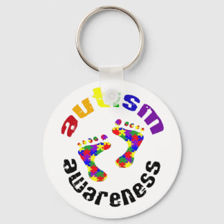 Autism awareness footprints keyring