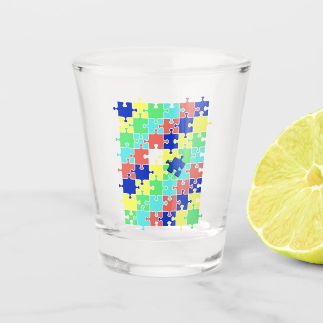 Autism Awareness fulfillment piece Shot Glass (Front)