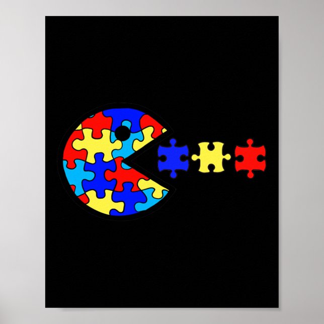 Autism Awareness Fun Autism Puzzle Piece Video Gam Poster (Front)