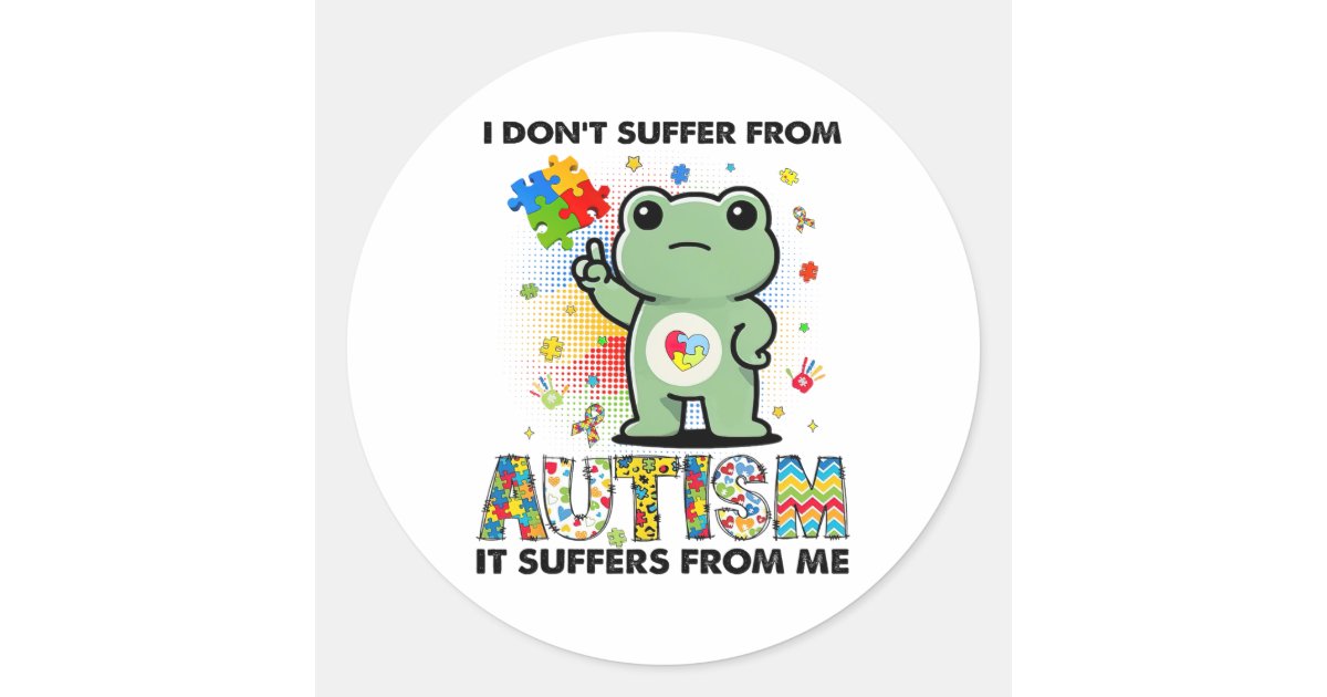 Autism Awareness Funny Frog Meme Autism Support Classic Round Sticker ...