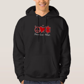 Autism Awareness Funny Peace Love Puzzle Kids Boys Hoodie