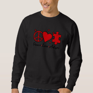 Autism Awareness Funny Peace Love Puzzle Kids Girl Sweatshirt