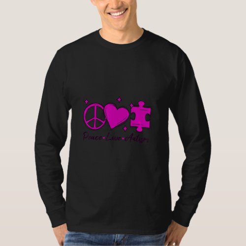 Autism Awareness Funny Peace Love Puzzle Kids Girl T_Shirt