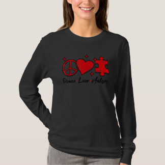 Autism Awareness Funny Peace Love Puzzle Kids Girl T-Shirt