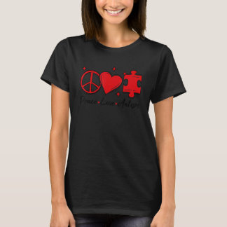 Autism Awareness Funny Peace Love Puzzle Kids Girl T-Shirt
