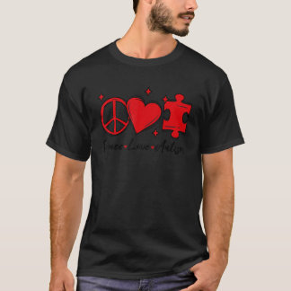 Autism Awareness Funny Peace Love Puzzle Kids Girl T-Shirt