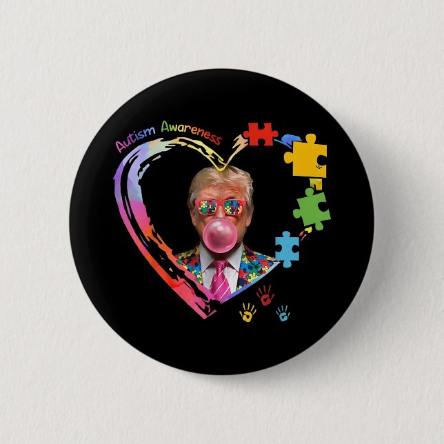 Autism Awareness Funny Trump Support Autistic Us F Button (Front)
