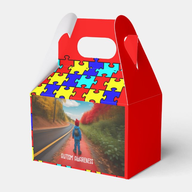 Autism Awareness Gable Favor Box (Front Side)