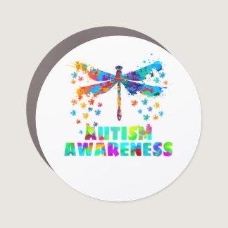 Autism Awareness Gift Colorful Dragonfly Car Magnet