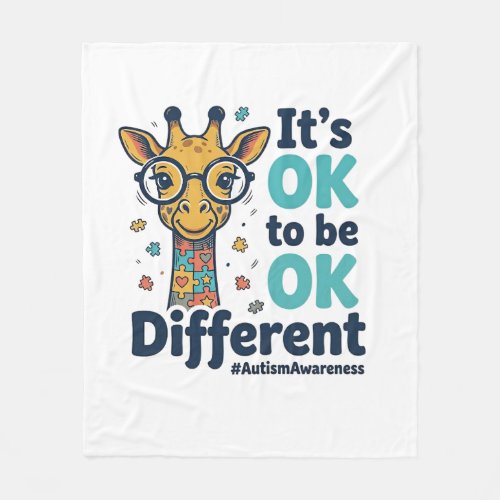 Autism Awareness Giraffe It’s OK to Be Different S Fleece Blanket