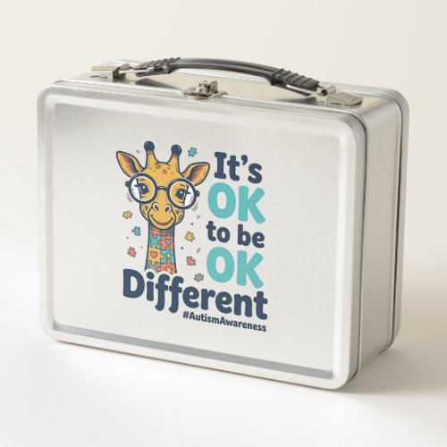 Autism Awareness Giraffe It’s OK to Be Different S Metal Lunch Box