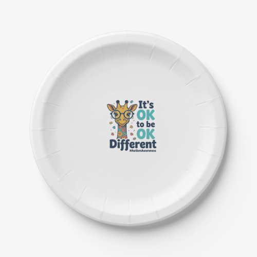 Autism Awareness Giraffe It’s OK to Be Different S Paper Plates