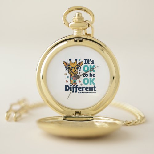 Autism Awareness Giraffe It’s OK to Be Different S Pocket Watch